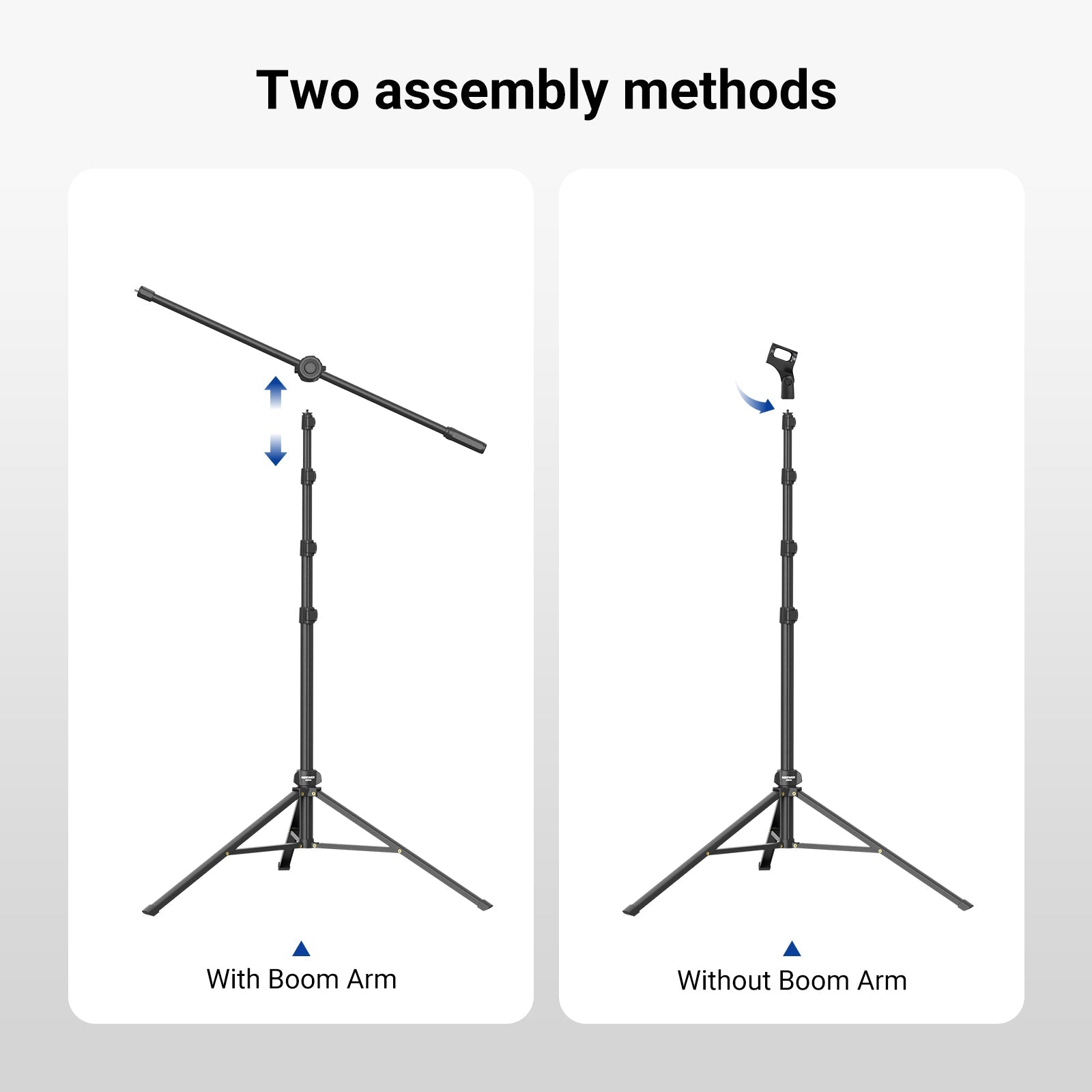 NEEWER MS046 Microphone Floor Stand offers two assembly methods.