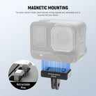 The action camera holder stand for video recording features strong magnets