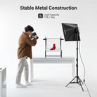 NEEWER softbox lighting kit with adjustable light stand used for professional footwear product photography shooting in studio