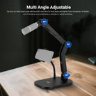 The short mic holder stand comes with three 360° pivot joints for more angles and heights of your microphone.