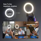 NEEWER BR40 Mini Phone Selfie Ring Light can be used when using the phone, laptop, or tablet.