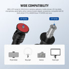 Besides 1/4" threads, the DS024 desktop stand includes a phone holder with a cold shoe.