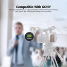 This decoded battery is compatible with Sony DSLR cameras and shows the battery percentage on the screen.