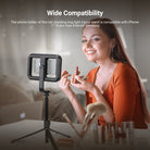 The phone holder of this tall standing ring light tripod stand is compatible with iPhone 17 16 pro max Android Samsung, etc.