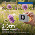 NEEWER LS010 2X macro lens enables ultra-close 2-3cm focusing for detailed outdoor flower macro photography with compact camera
