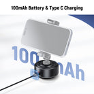 The phone suction mount features a 100mAh battery and a Type C port with a USB cable for easy charging.