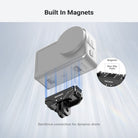Strong magnets keep the camera in place during extreme outdoor sports.