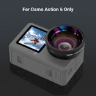 An Osmo Action 6 equipped with a NEEWER FL-B52 185° Wide Angle Lens