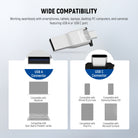 The NEEWER Micro SD reader can work seamlessly with smartphones, tablets, laptops, desktop PC computers, and cameras featuring USB A or USB C port