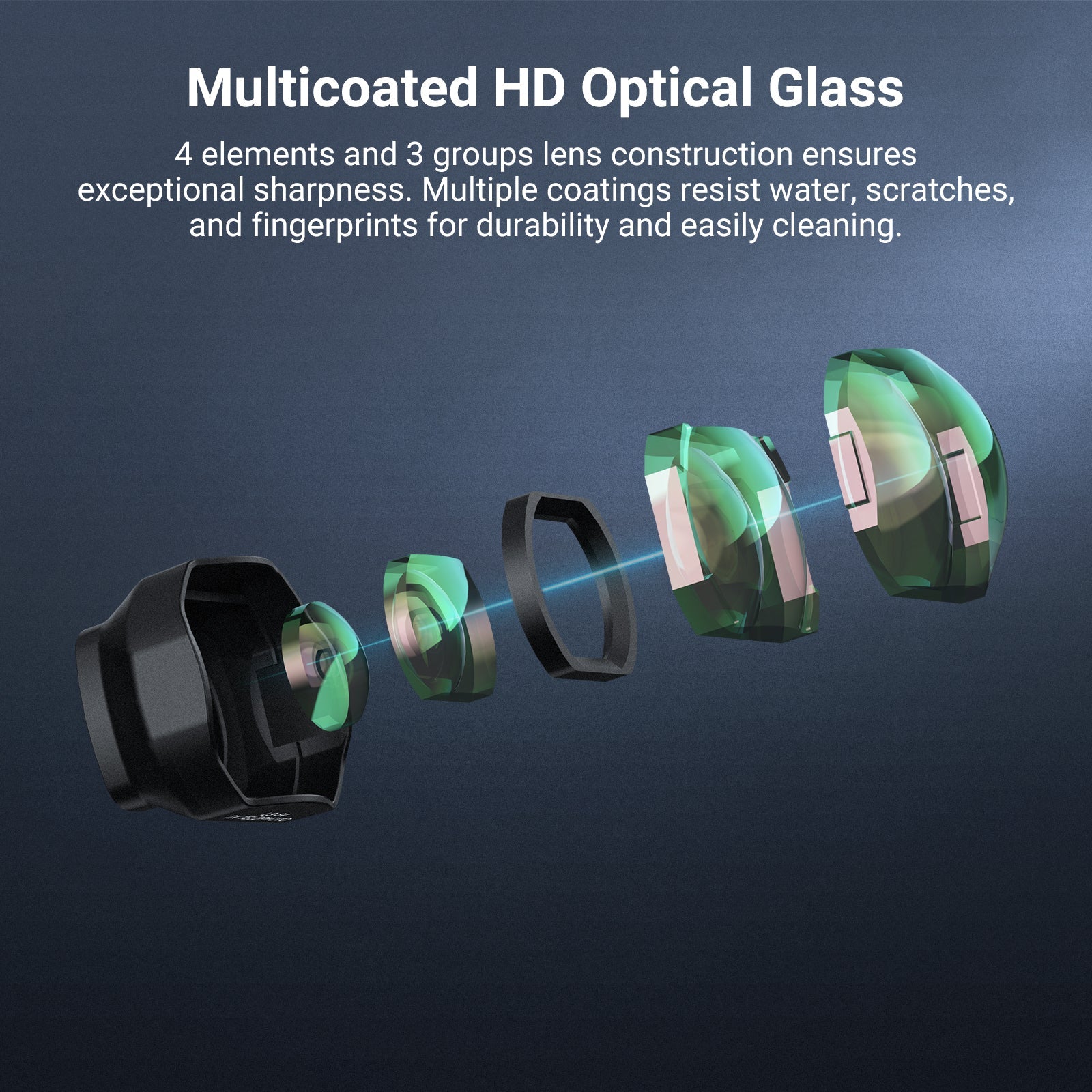 4 elements and 3 groups lens construction ensures exceptional sharpness.