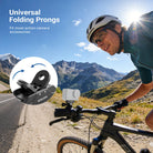 A man uses the NEEWER AC071 Magnetic Quick Release Mount to mount his Action 6 while cycling