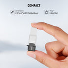 NEEWER CP02D TF Micro SD Card Reader measures 2.95"x1.02"x0.39"  and weighs 0.56oz.