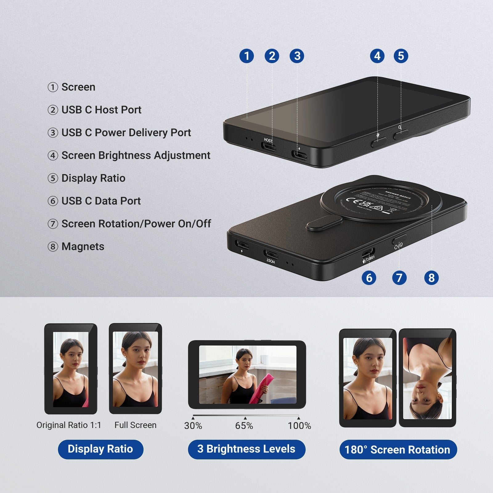 Features of the NEEWER M4C Magnetic Phone Vlog Selfie Monitor Screen
