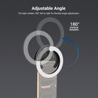 NEEWER BR40 Mini Phone Selfie Ring Light rotates 180 degrees left to right for flexible angle adjustment.