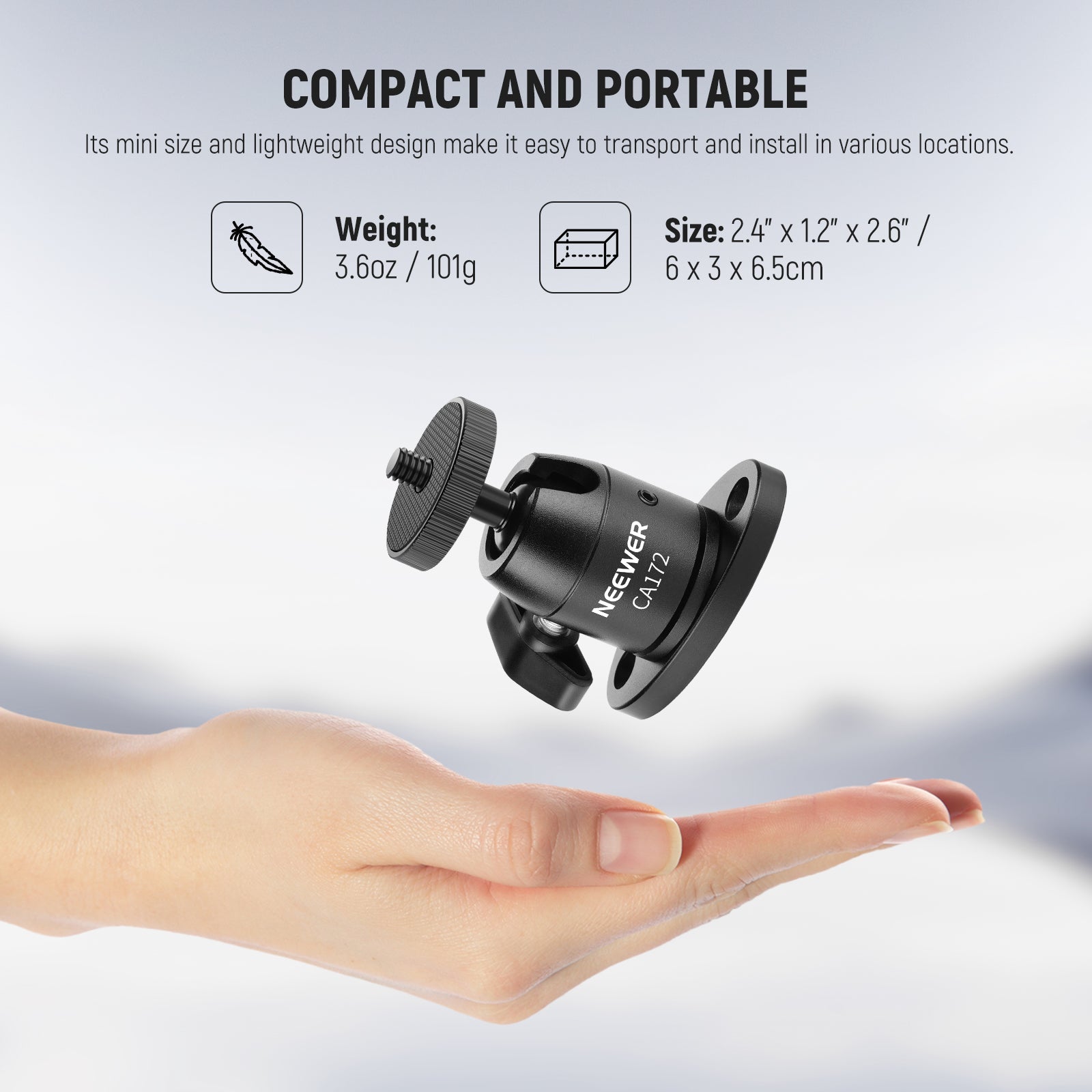 NEEWER CA172 Webcam Wall Mount weighs only 101g.