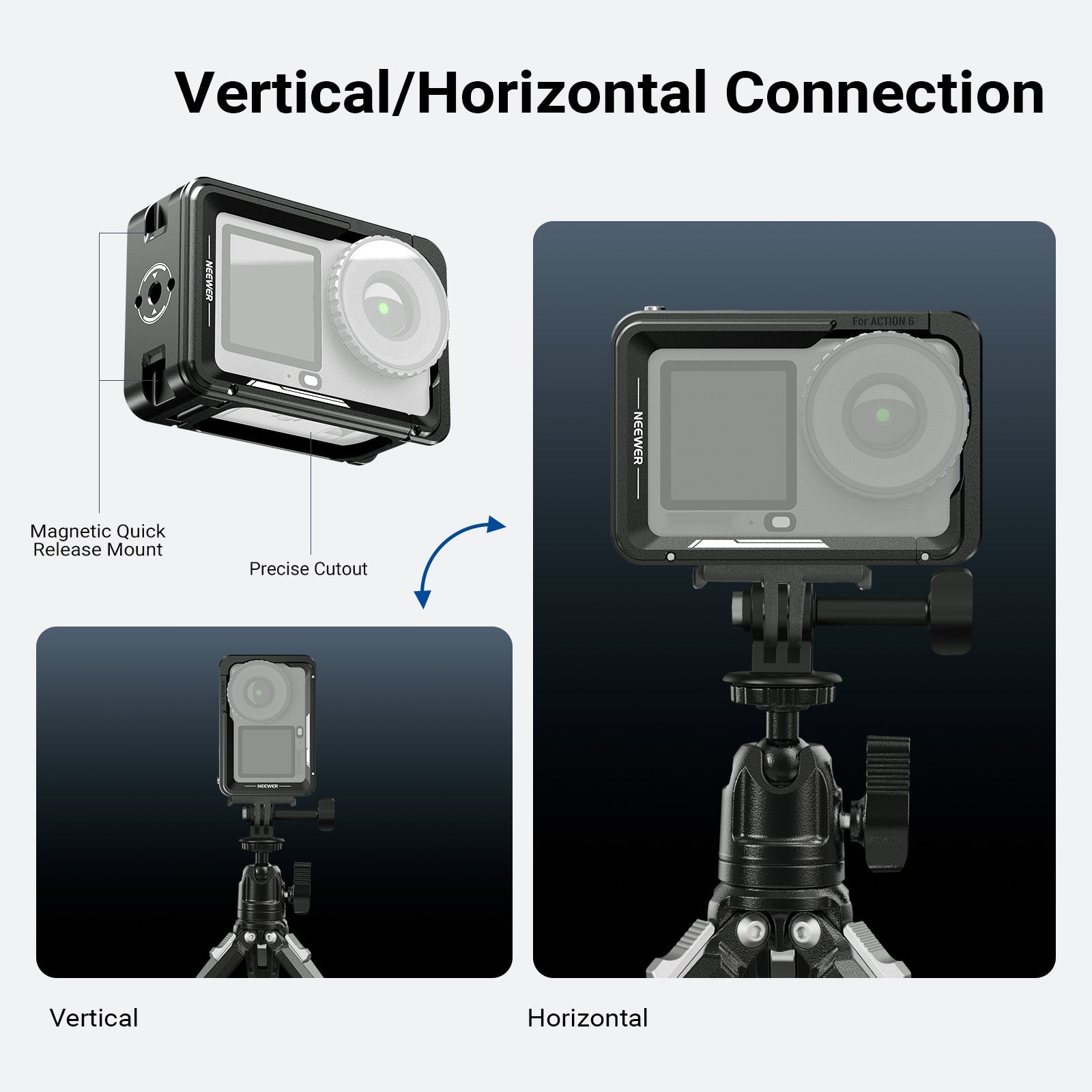 Seamlessly compatible with DJI Magnetic Adapter Mount in vertical and horizontal directions