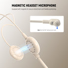 The portable headset style microphone is equipped with magnets for secure attachment