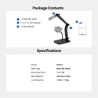 This package includes a desk mic stand and a 1/4" to 5/8" adapter.