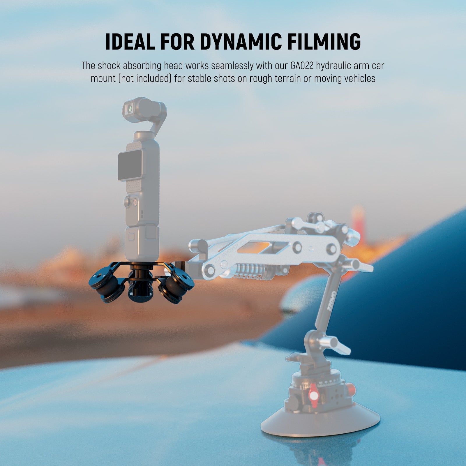 NEEWER GA023 Shock Absorbing Head works seamlessly with the hydraulic arm.