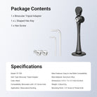 This package includes a binocular tripod adapter, an L-shaped hex key, and a hex screw.