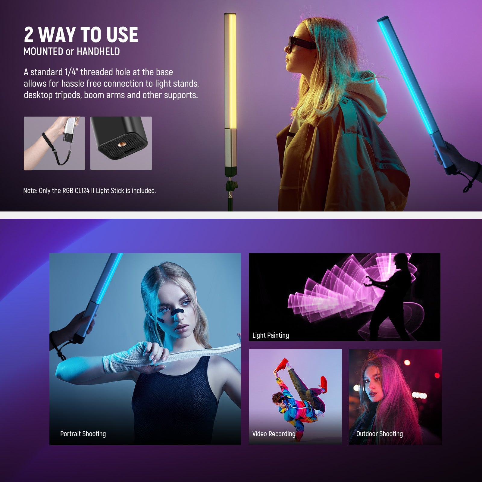 NEEWER CL124 II RGB Handheld LED Light Stick Light Wand - NEEWER