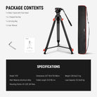 Package Contents of the NEEWER TP73 Lightweight Video Tripod
