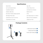 This package includes a Selfie Light with Tripod Stand, a Bluetooth Shutter Remote, and a charging cable.