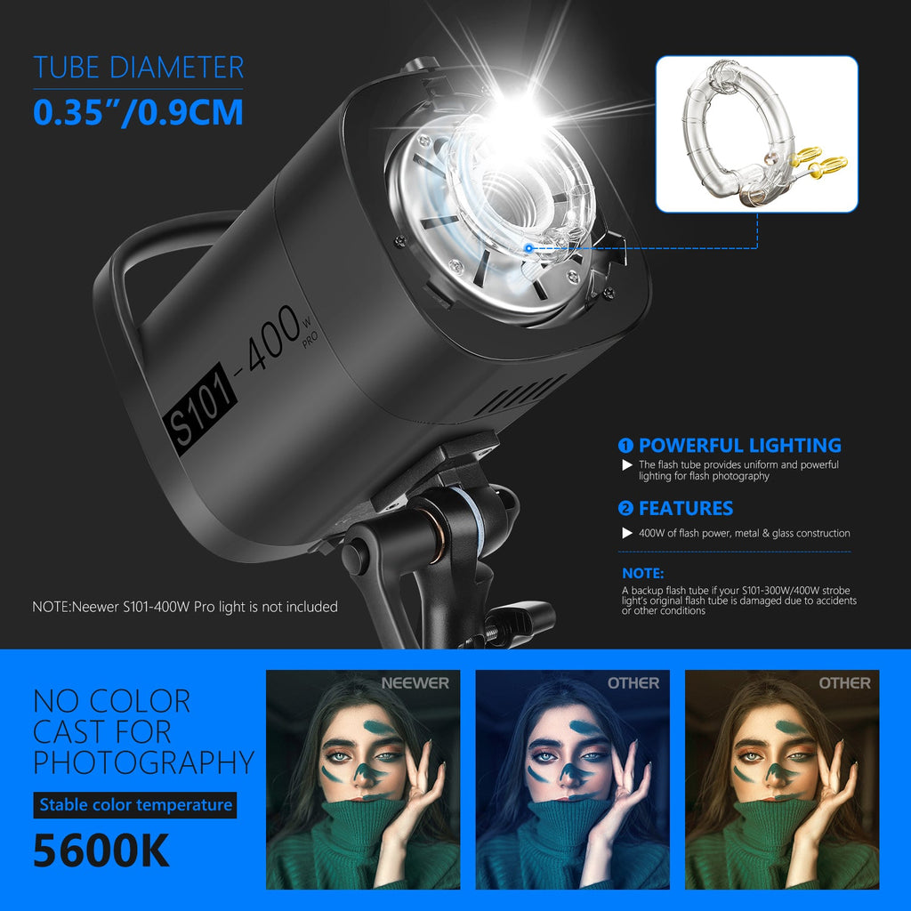 Neewer 400W Replacement Flash Bulb Bare Tube