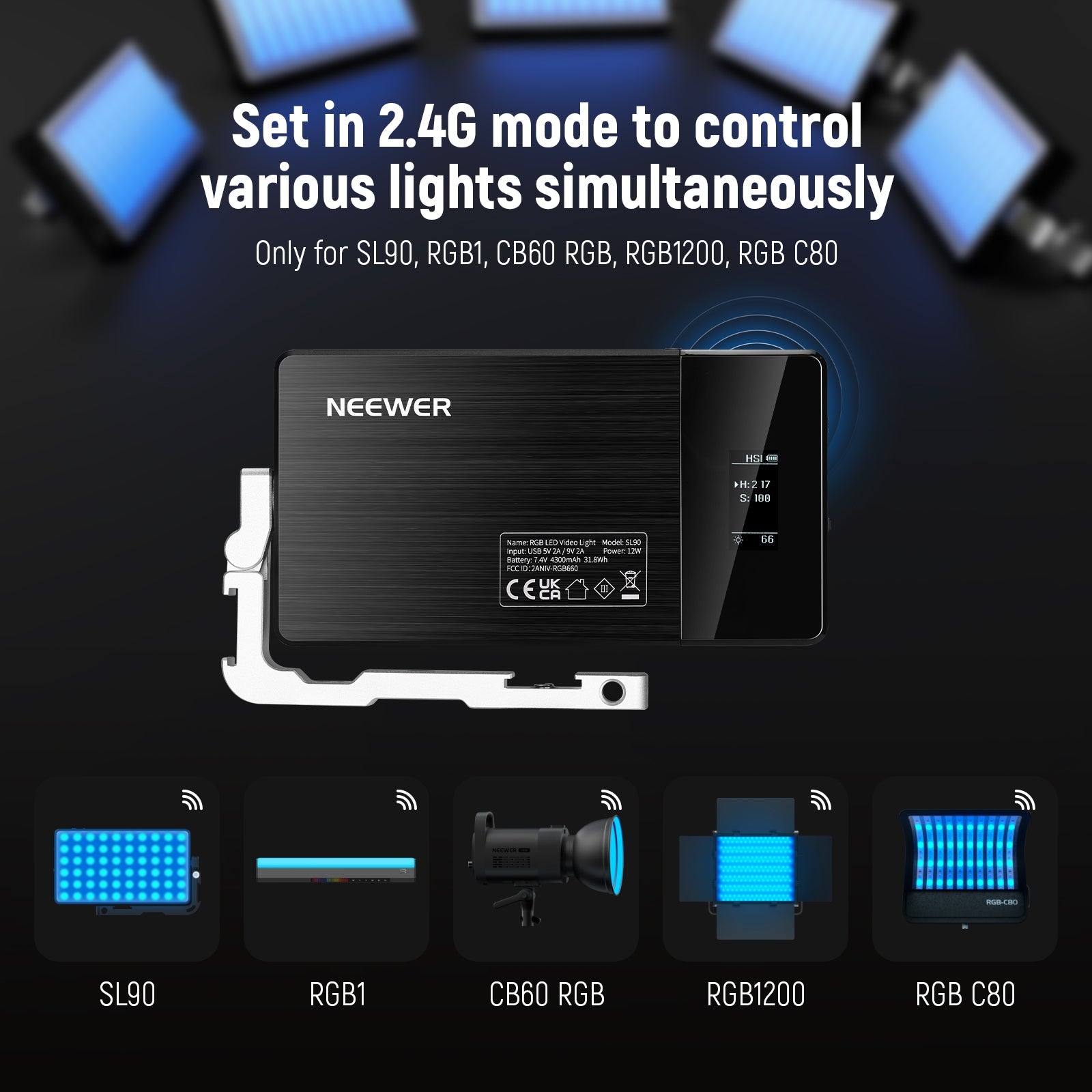 NEEWER SL90 12W 2500~10000K CRI97+ On Camera RGB Panel Video Light Aluminum Alloy Body App & 2.4G Control