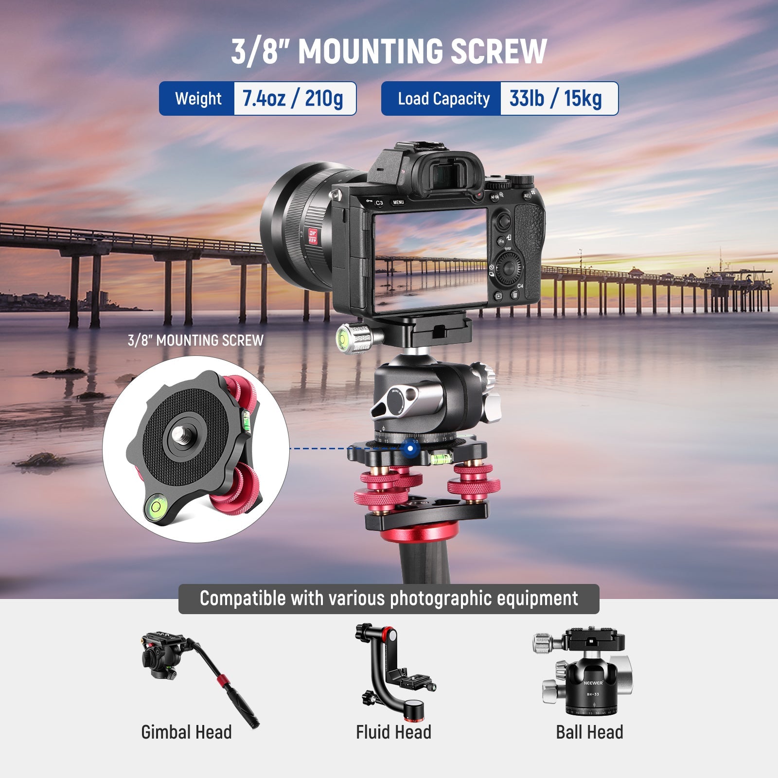 NEEWER LP64 Tripod Head Leveling Base Camera Leveler - NEEWER – NEEWER.AU