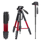 Neewer Portable 70"/177cm Aluminum Alloy Camera Tripod Monopod with 3-Way Swivel Pan Head, Bag (Red-SAB264) - neewer.com